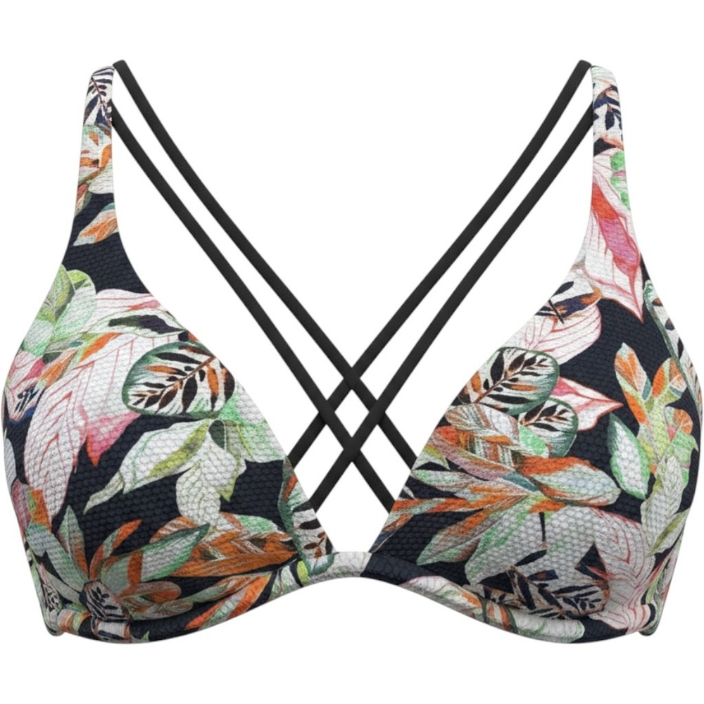 Maaji Reversible Bikini Swimsuit Strappy Top Floral Palm Tree Leaf Bright